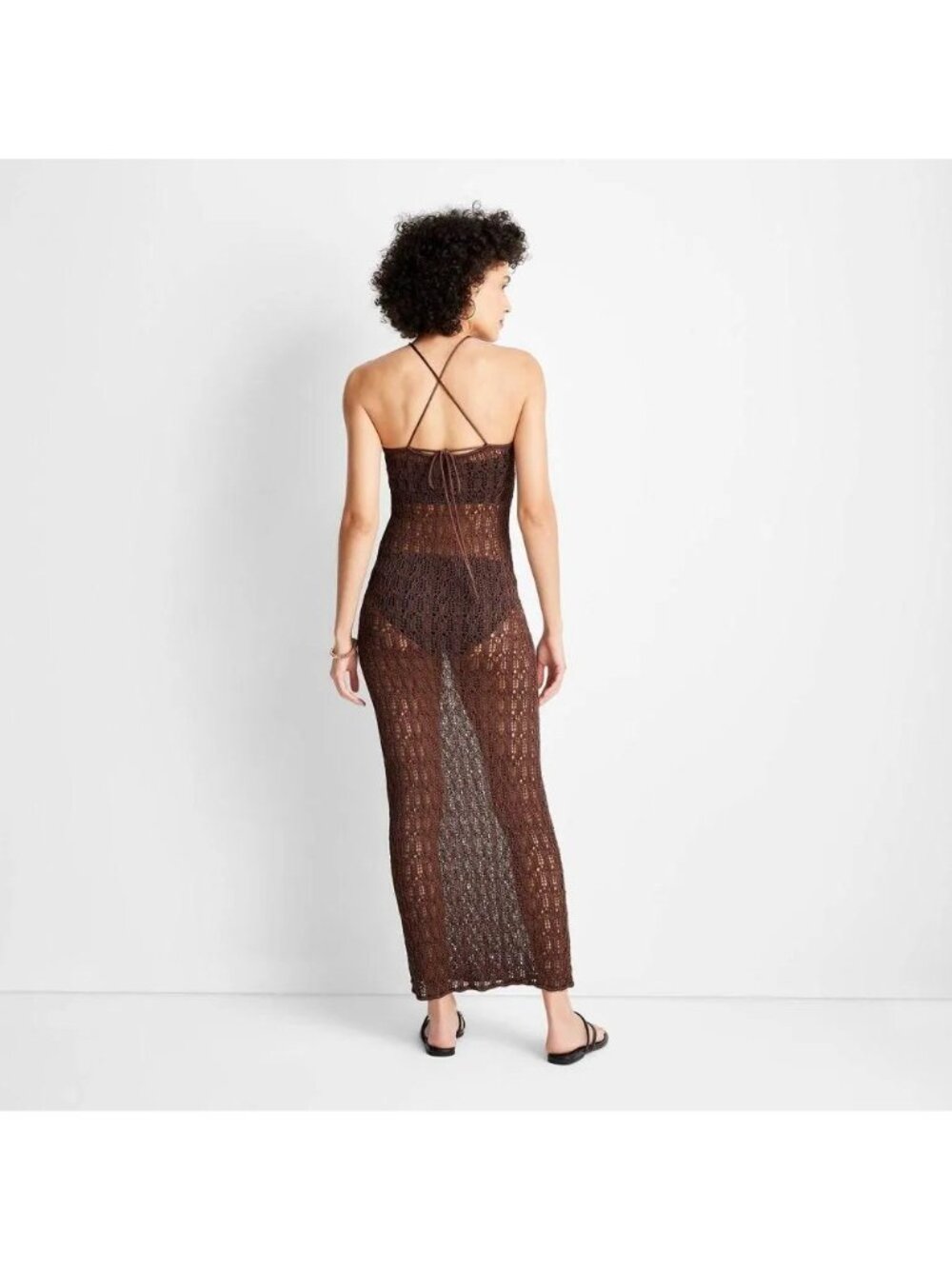 Future Collective Dark Brown Cover Up Maxi Swim Dress -- Plus 1X 16W/18W NWOT - Picture 2 of 6